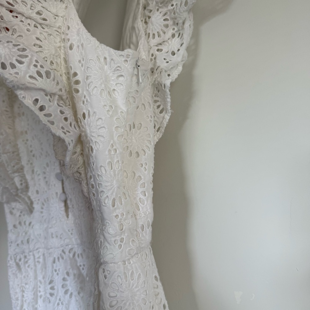 J.CREW Ruffle Maxi Eyelet Cotton Dress White Size: 4 - Picture 6 of 8